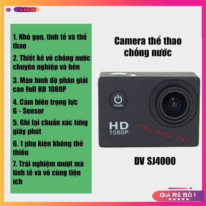 Camera Hành Trình💥Freeship💥Giảm 40k Khi Nhập [CAMERA MINI] - Camera Hành Trình Thể Thao Chống Nước Full HD 1080P | WebRaoVat - webraovat.net.vn