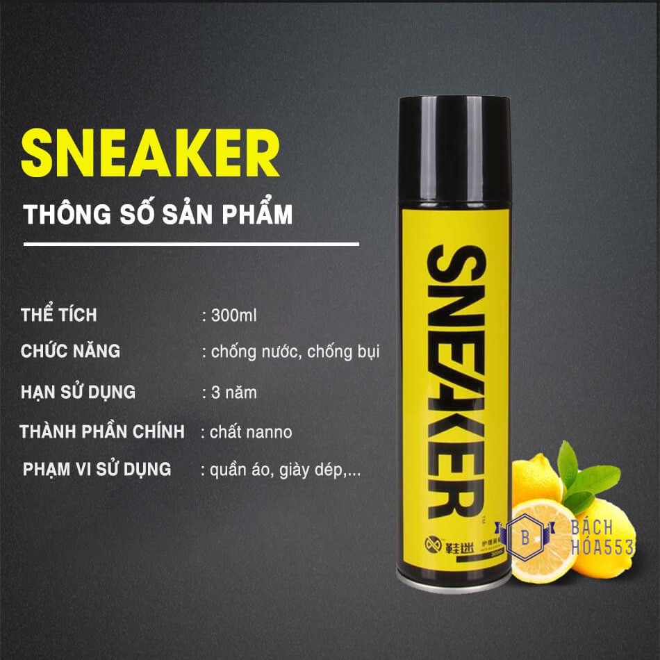 Chai xịt nano chống thấm nước giầy đa năng Sneaker 300ml - Chống thấm nước, Chống bám bụi, Chống ố vàng