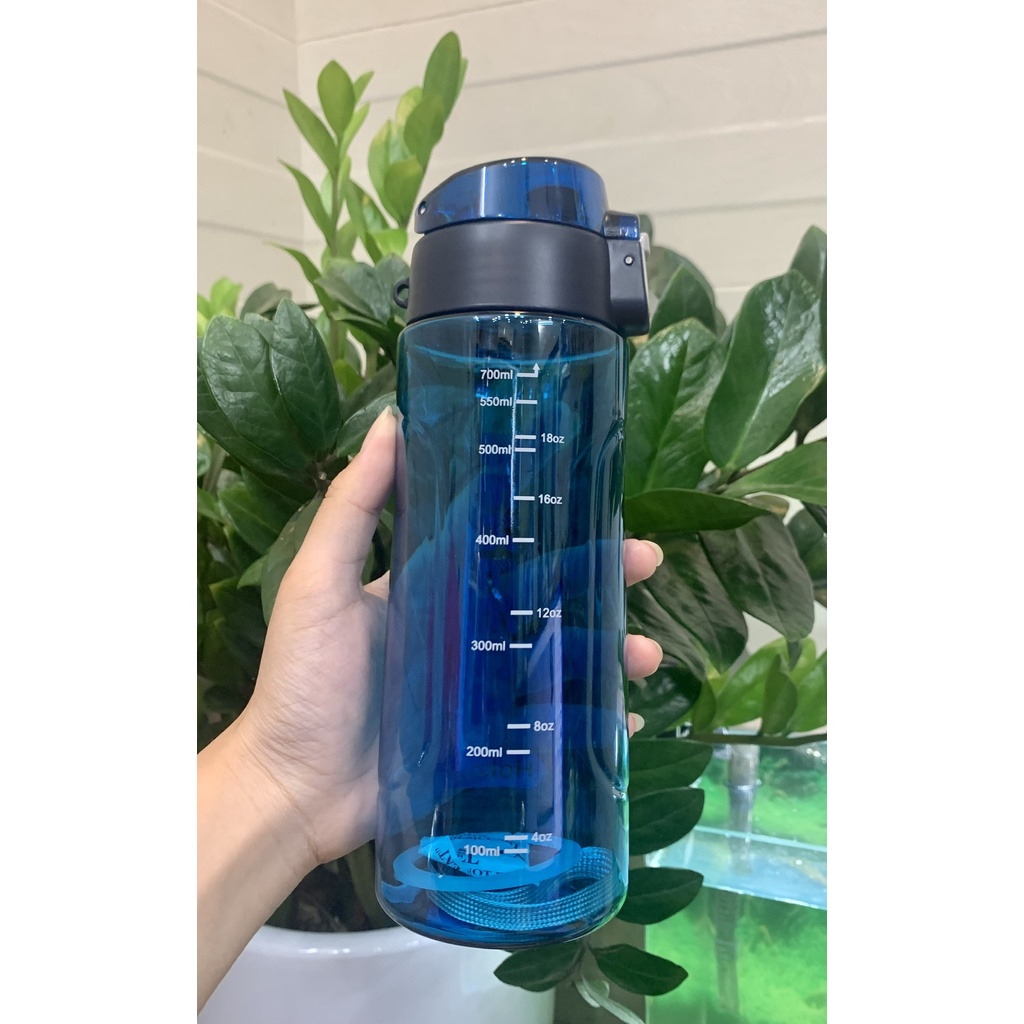 Bình nước thể thao 700ml Hokori Perfect thời thượng cao cấp nắp bật chống tràn có dây xách tiện dụng
