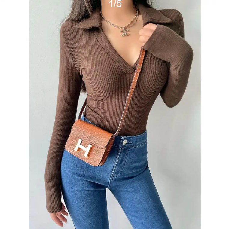 Áo liền quần tay dài màu đen/cà phê thời trang quyến rũ cho nữ