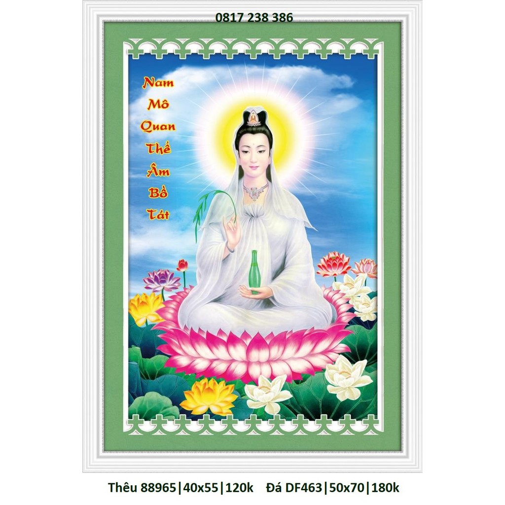 Tranh thêu chữ thập phật quan âm 88965 (KT: 40 x 55 cm)