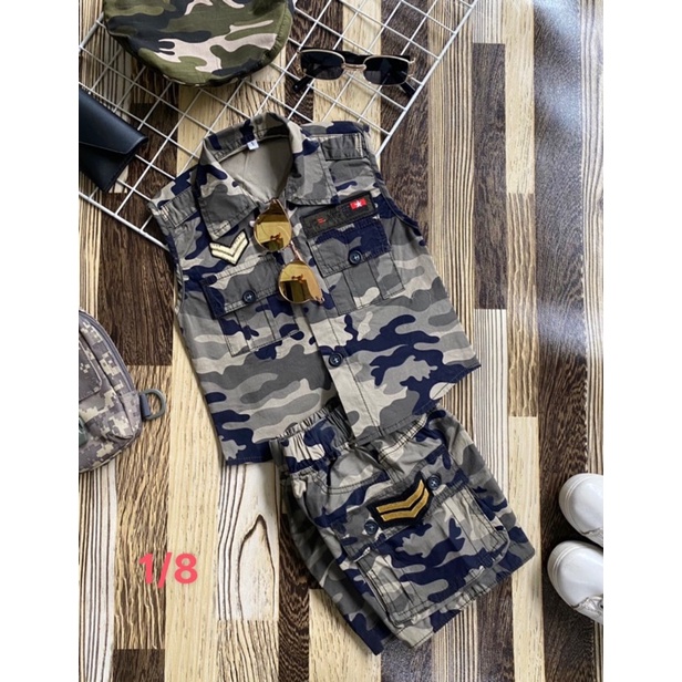 Bộ rằn ri cộc tay và sát nách cho bé trai bé gái siêu cool ngầu 1-8 tuổi