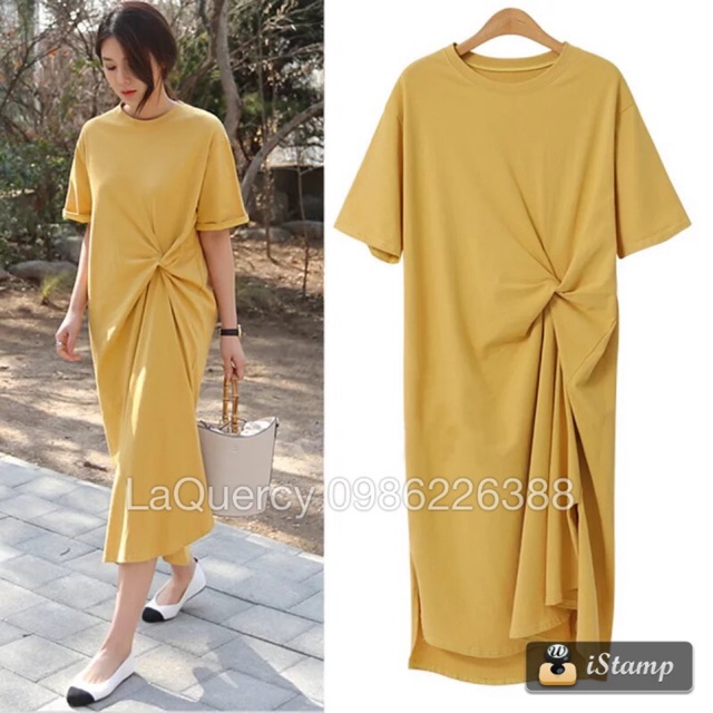 Đầm suông xoắn eo