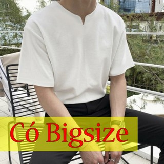 Áo thun bigsize nam trơn cổ tim v nhỏ - Basic tee