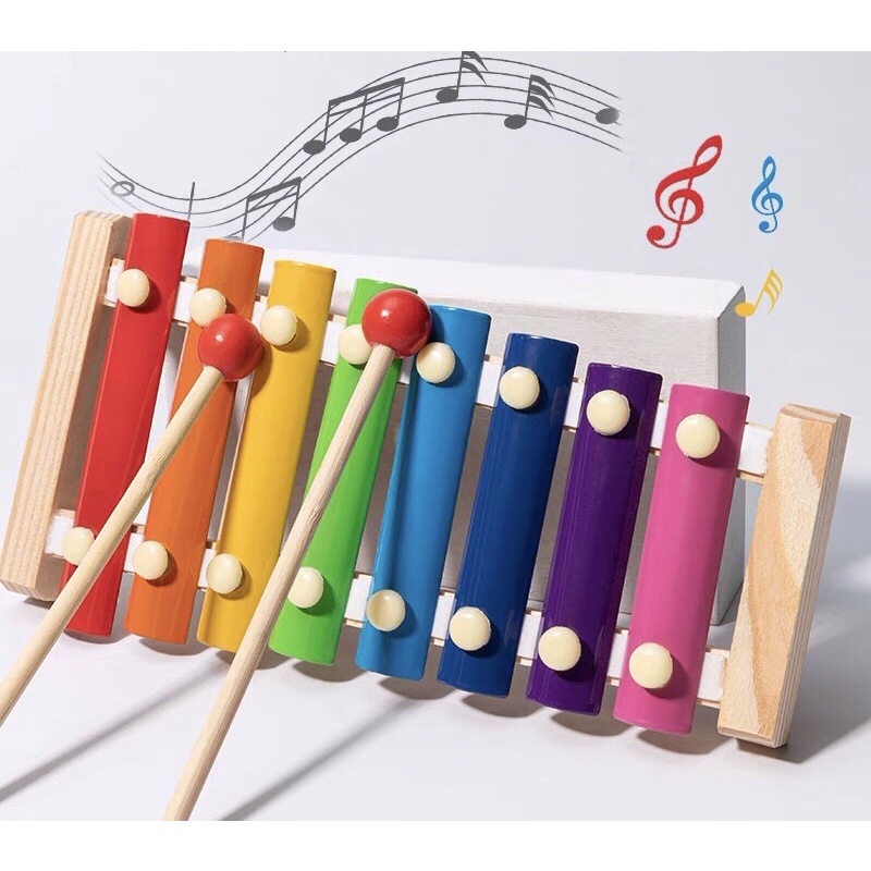 Đàn Gõ Xylophone 8 Đồ chơi Âm Nhạc Tập Tay Cầm Nắm Khéo Léo Cho Bé