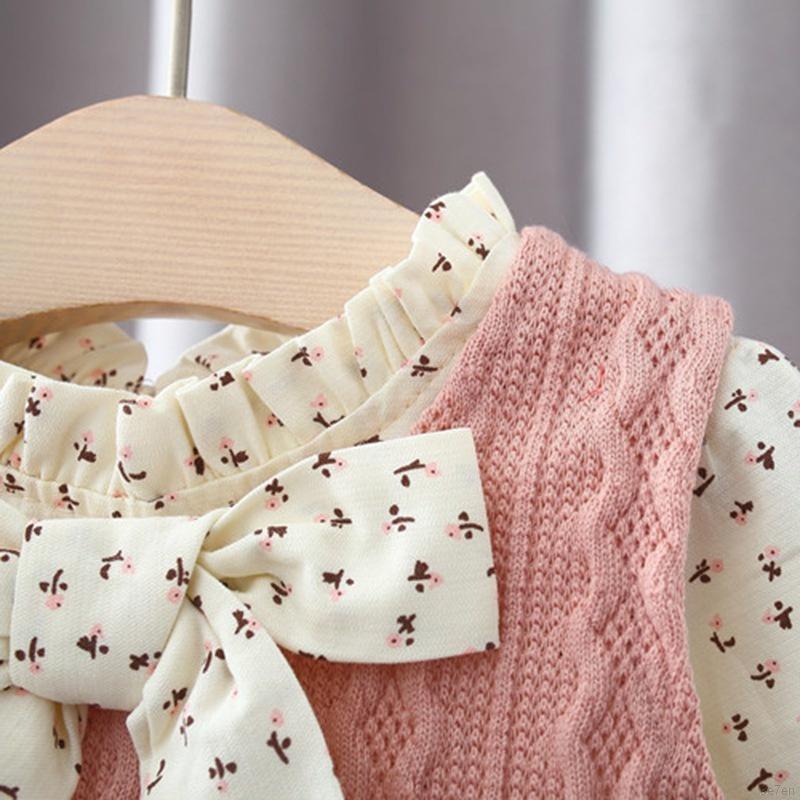 Đầm bé gái tay dài in hoa phong cách Hàn Quốc Se7en