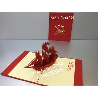 Thuyền 4 ( 3 Cánh ) - Boat - Thiệp 3D ( nhiều màu )