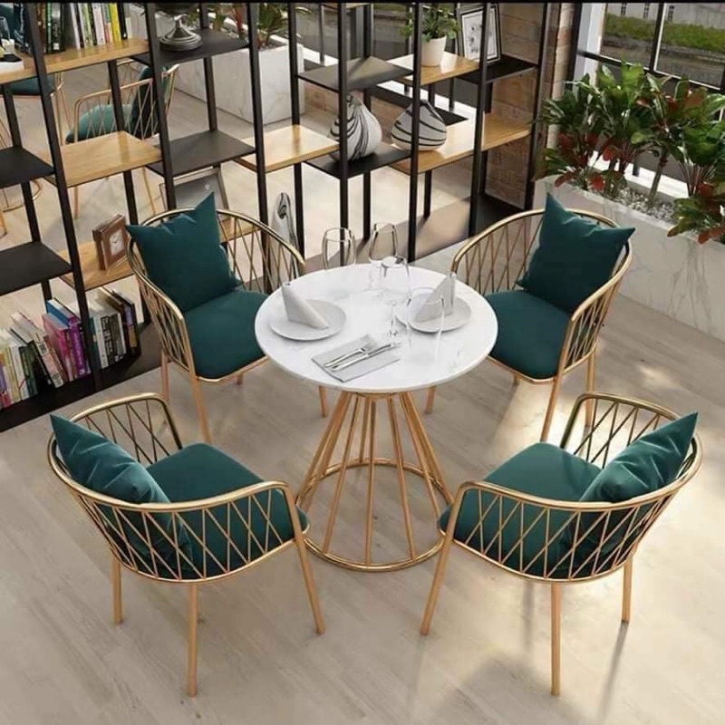 bộ bàn 4 ghế siêu sang bàn mặt gỗ