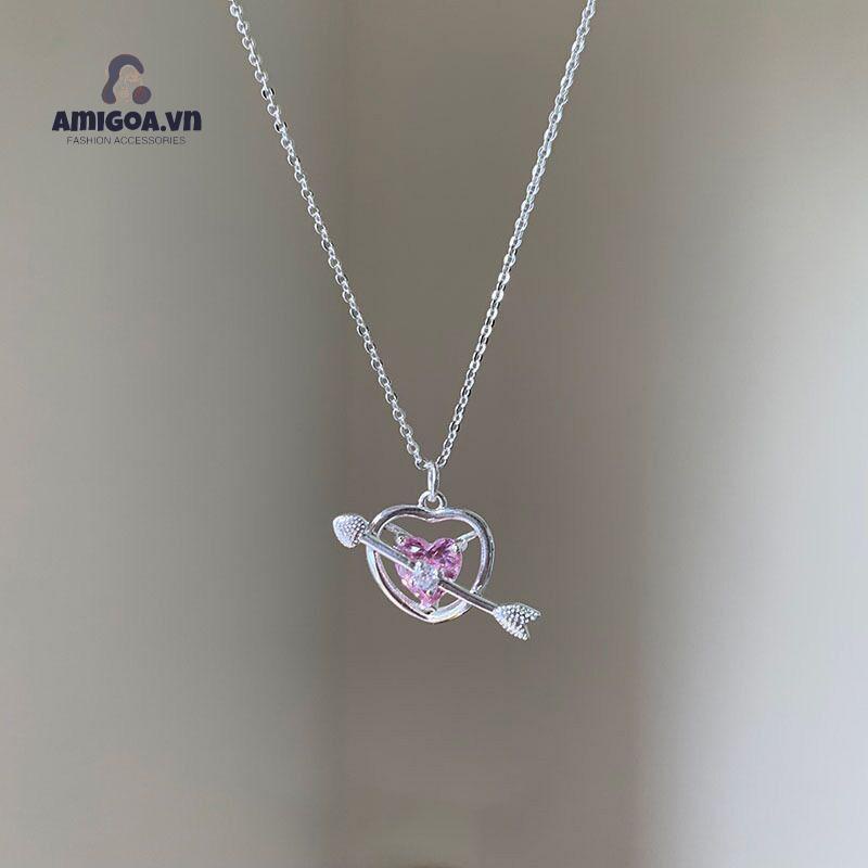 ✨✨Thời Trang Vòng cổ Hợp Kim Mặt Trái Tim Đính Đá Pha Lê