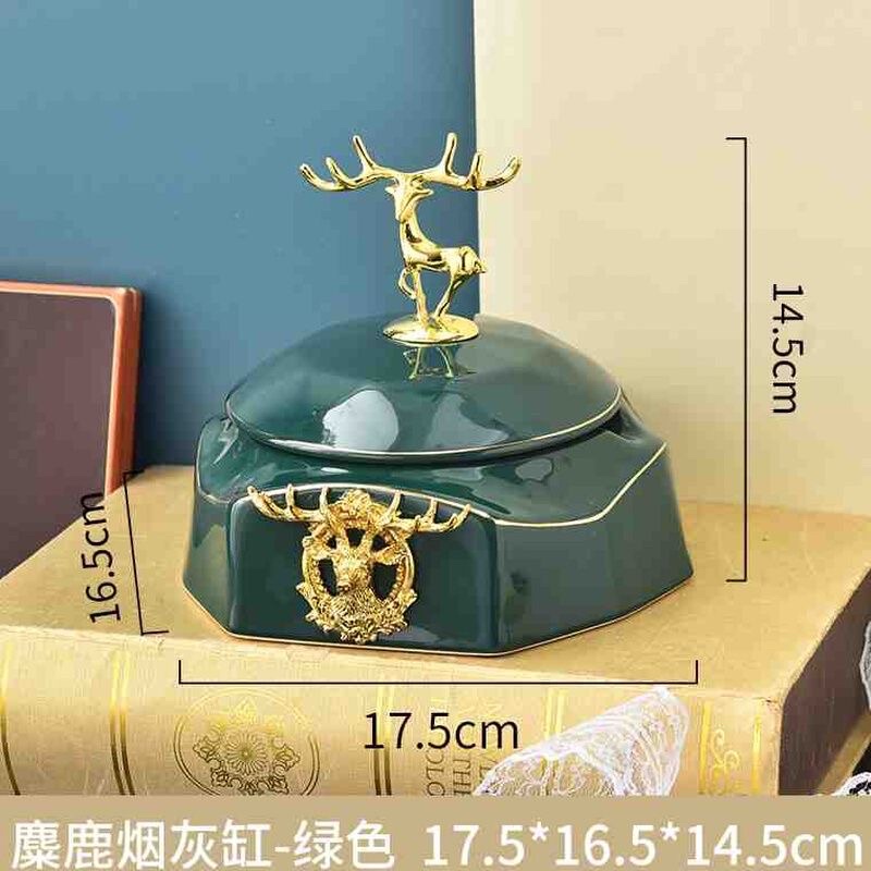 Gạt Tàn Gốm Sứ Hình Hươu Gắn Nổi Sang Trọng