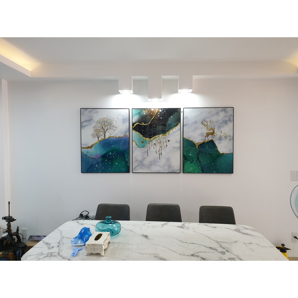 BỘ 3 TRANH TREO TƯỜNG TRÁNG GƯƠNG CAO CẤP KHUNG CHỮ NHẬT GD40