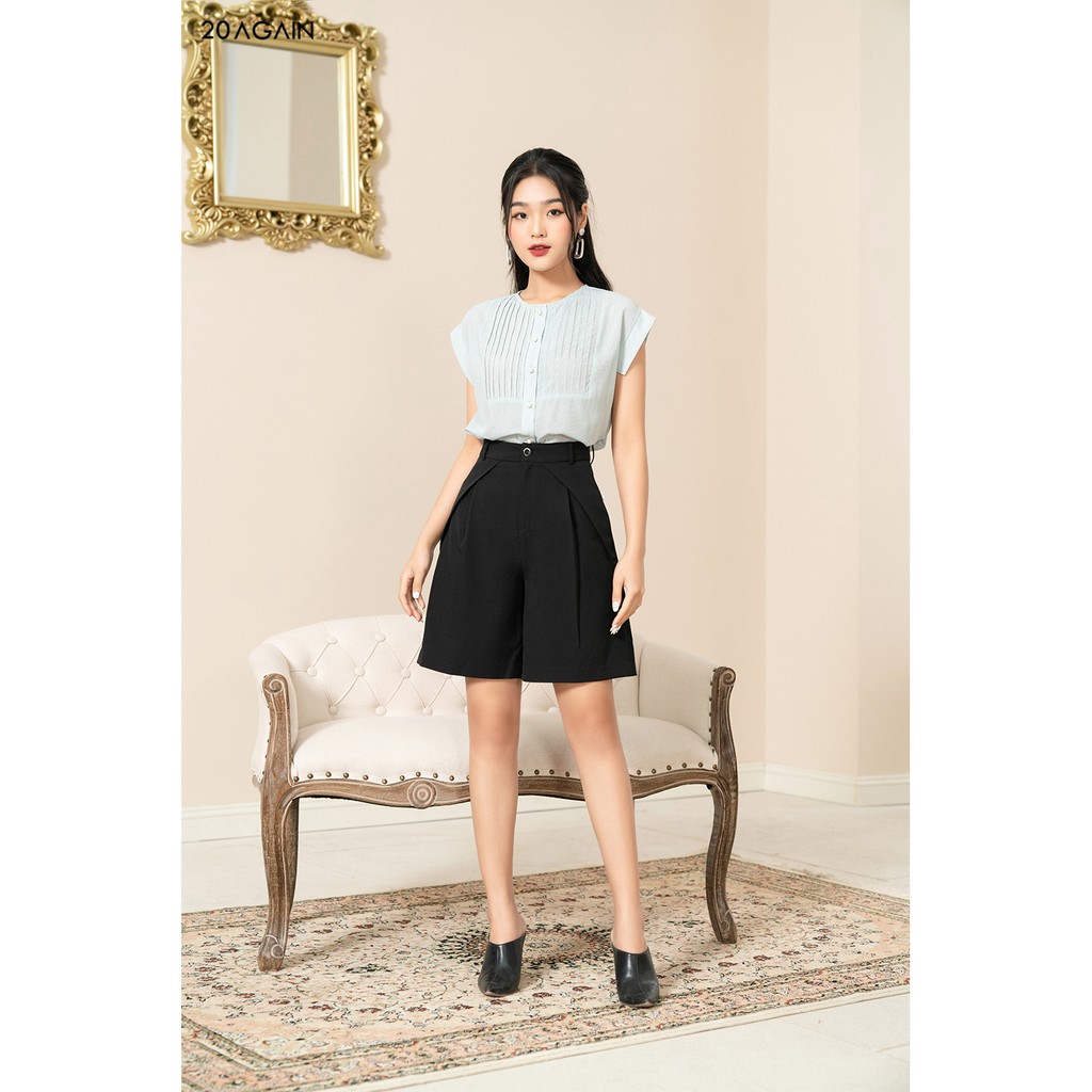 Quần Shorts nữ năng động 20AGAIN Vải Ly Chéo SVA1063