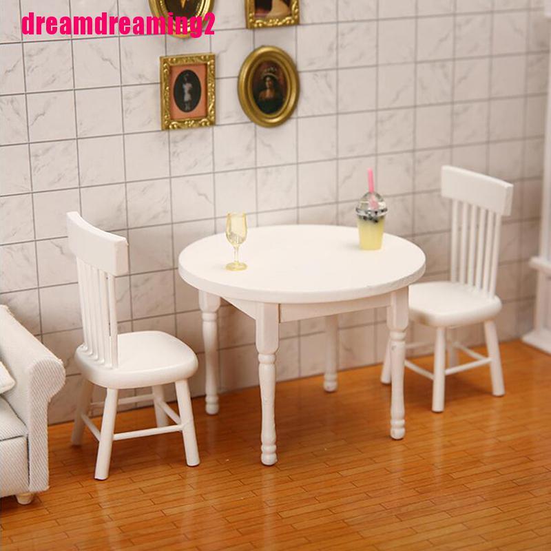Mô Hình Ghế Gỗ Màu Trắng Tỉ Lệ 1 / 12 Trang Trí Nhà Búp Bê