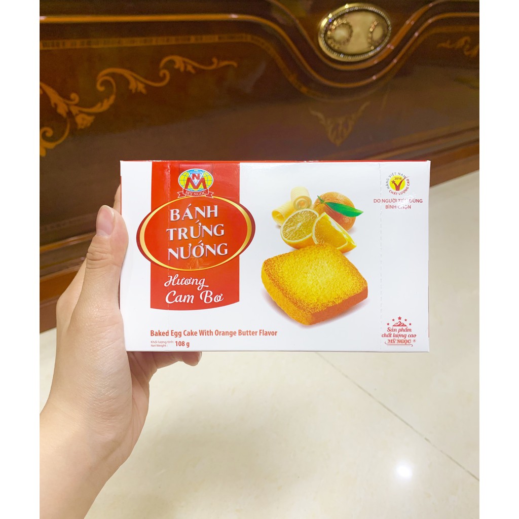 MỸ NGỌC _ 108g Bánh trứng nướng Hương CAM BƠ - Baked egg cake with Orange flavor 108g