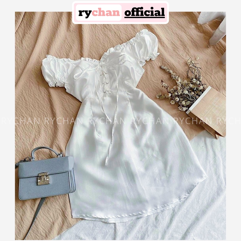 Đầm Xòe Trắng Đan Dây Ngực Lót Trong Dày Dặn [Ảnh Thật Cuối]  - DX0044