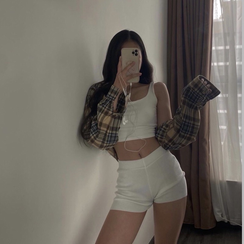 Quần Short Biker - Dáng ngắn Thun gân