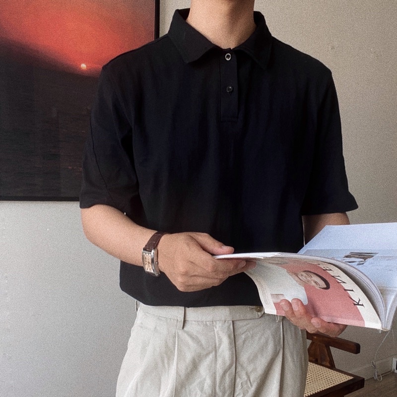 Áo cotton polo trơn nam BY SANTÉ - chất liệu cotton thoáng mát, thấm hút mồ hôi