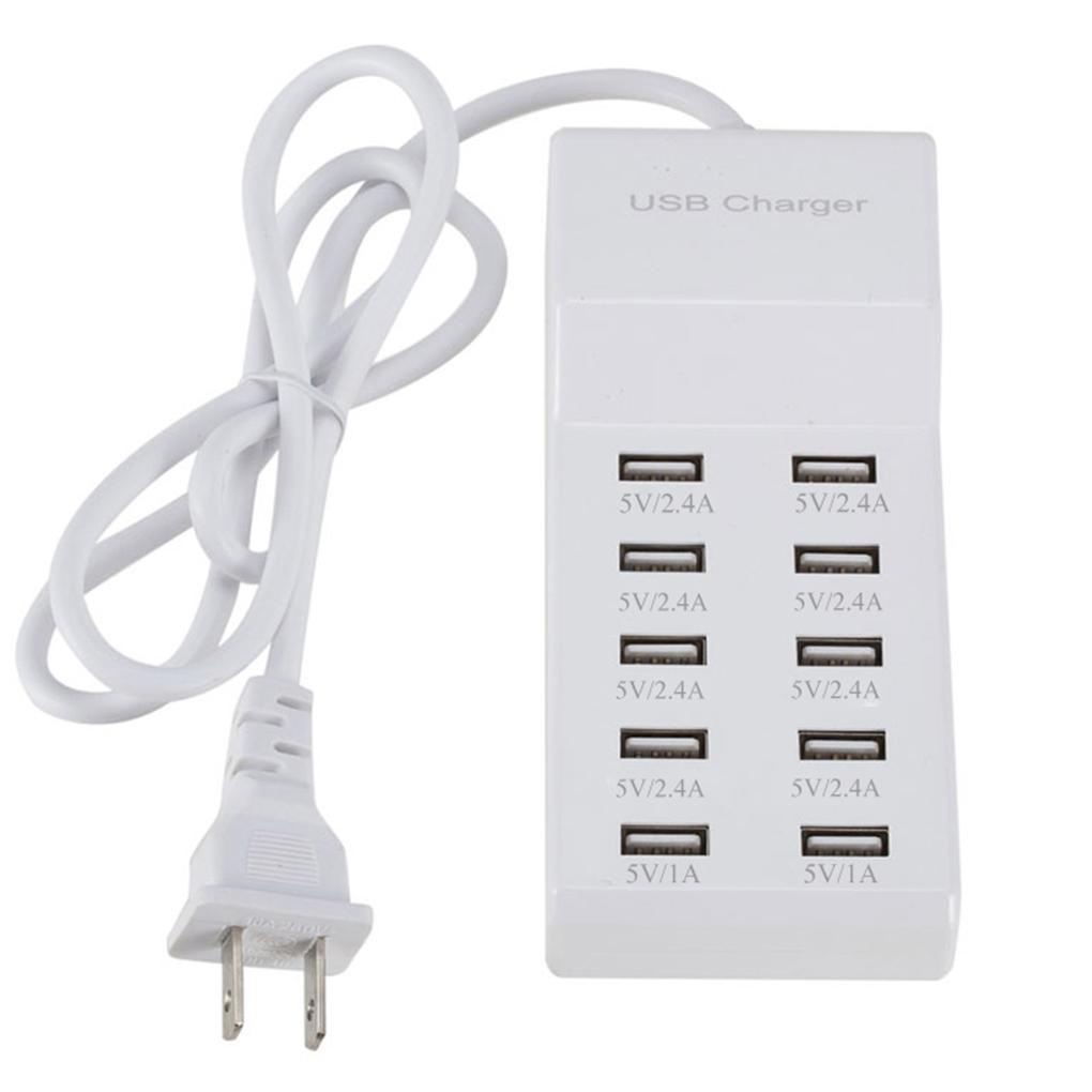 Củ Sạc Điện Thoại / Máy Tính Bảng 10 Cổng USB Phích Cắm US / EU Tiện Dụng