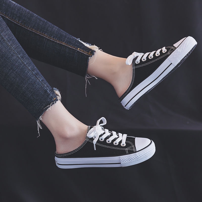 Giày Lười Vải Canvas Đế Bằng Phong Cách Hàn Quốc 2022 Thời Trang Cho Nữ