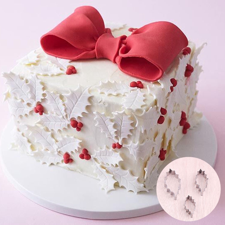 Bộ 3 khuôn inox cắt bánh kẹo hình chiếc lá trang trí bánh đám cưới