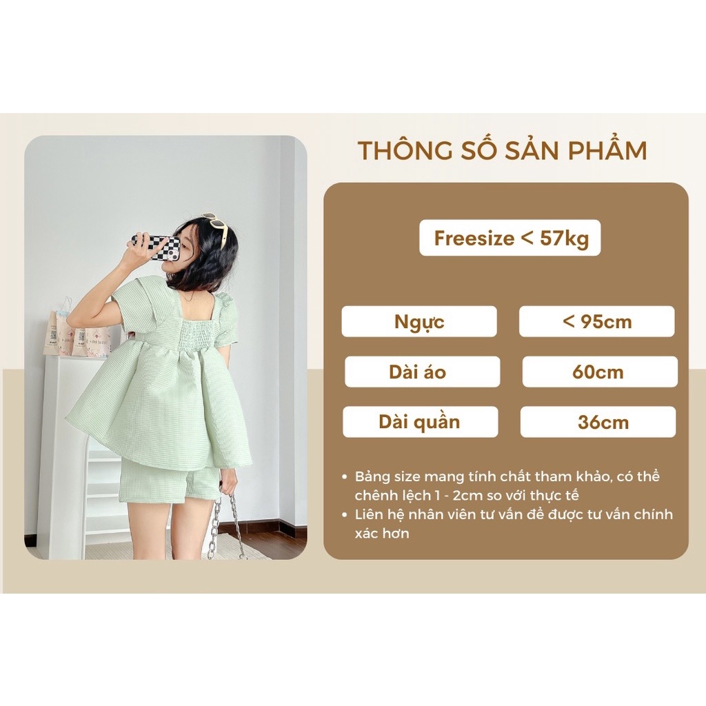 SET ĐỒ XINE SET gồm quần short và Áo babydoll xoè tay bồng thiết kế siêu xinh style ullzang hàn quốc mặc hẹn hò đi chơi