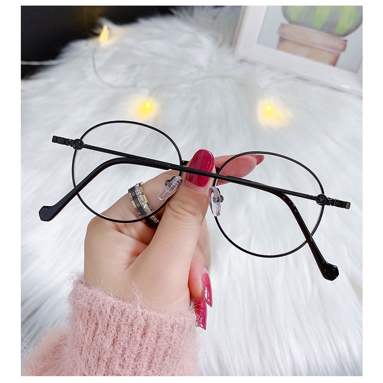Kính Chống Bức Xạ Gọng Kim Loại Tròn Thời Trang Hàn Quốc