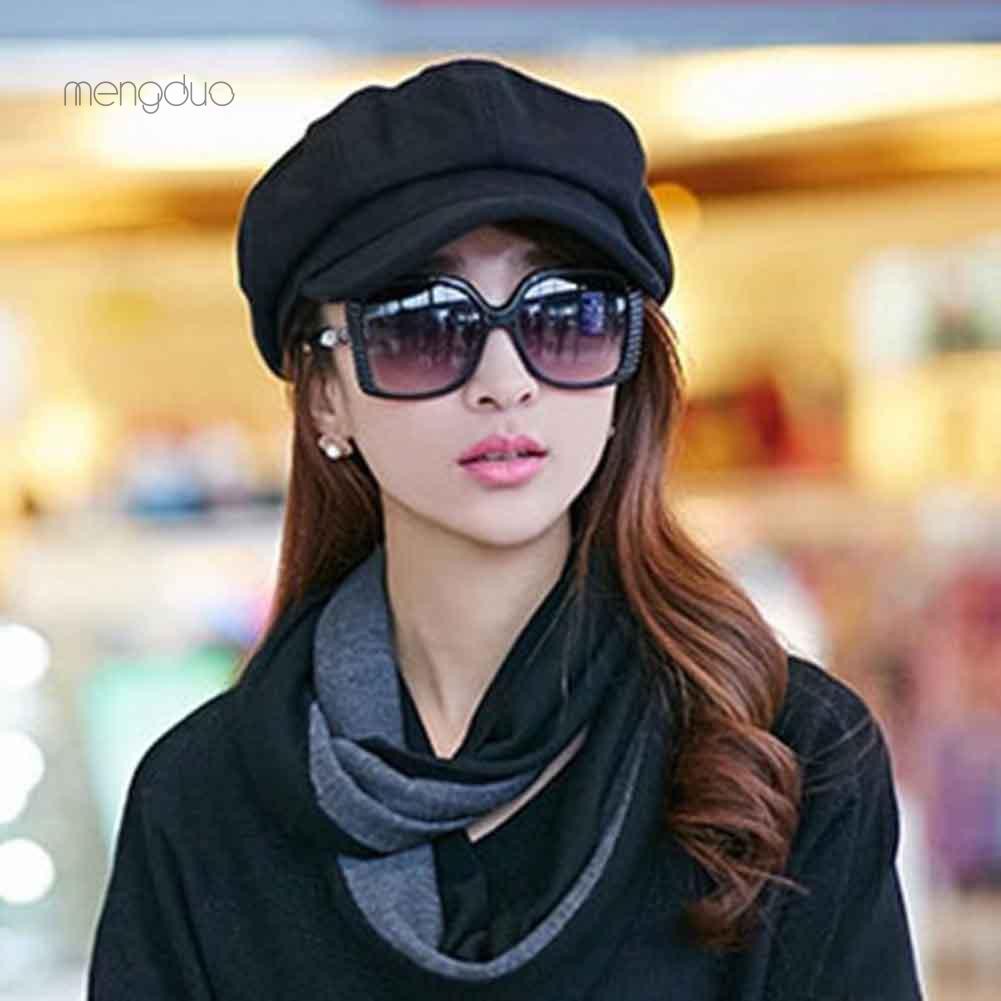 Mũ Beret Màu Trơn Giả Len Thời Trang Nữ Tính