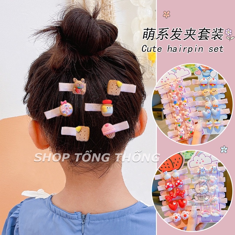 Set 10 kẹp tóc mẫu mới bọc vải hoạt hình trái cây cao cấp loại 1 đáng yêu xinh dễ thương cho bé gái
