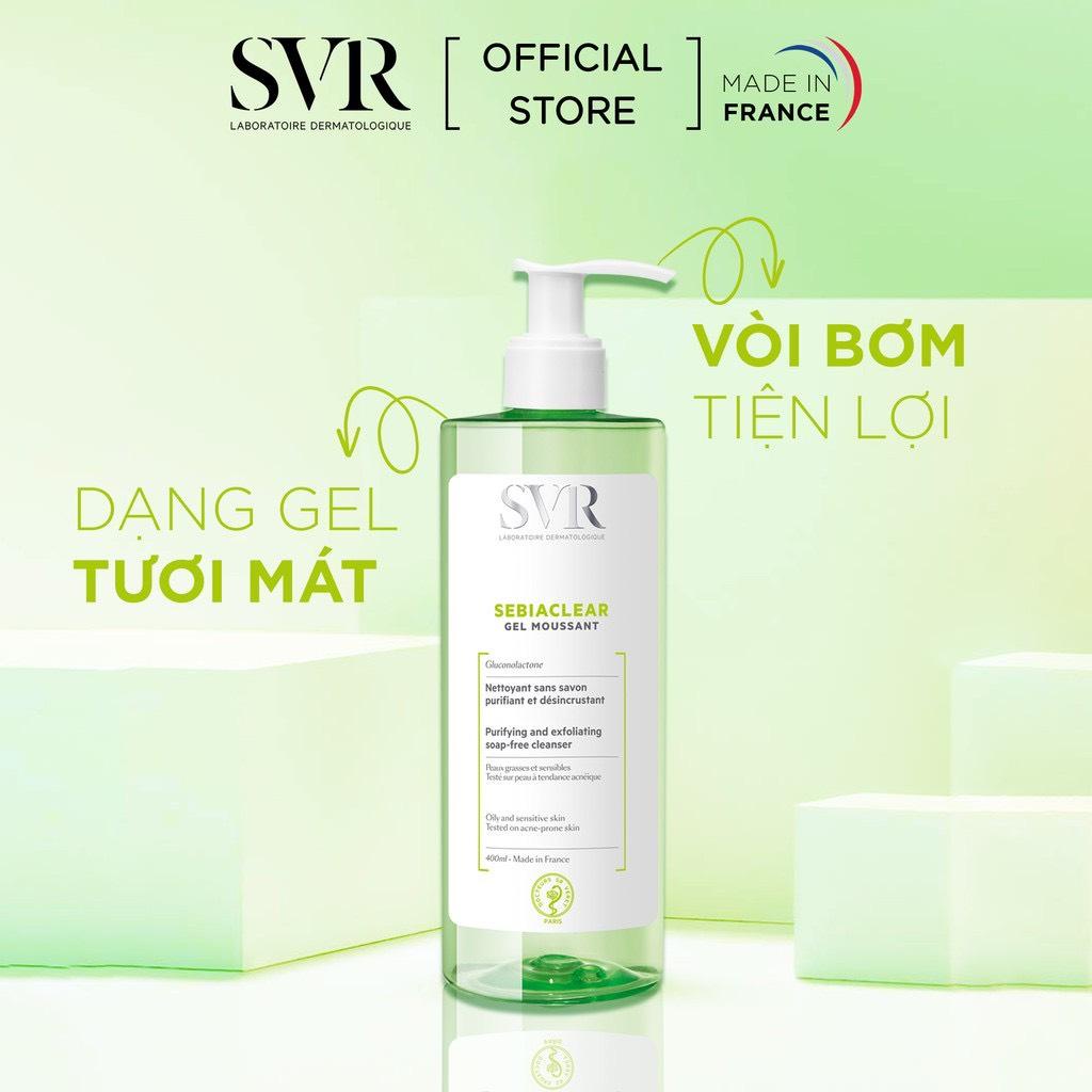 Sữa rửa mặt cho da dầu SVR mẫu mới SVR Sebiaclear Gel Moussant  bản Pháp