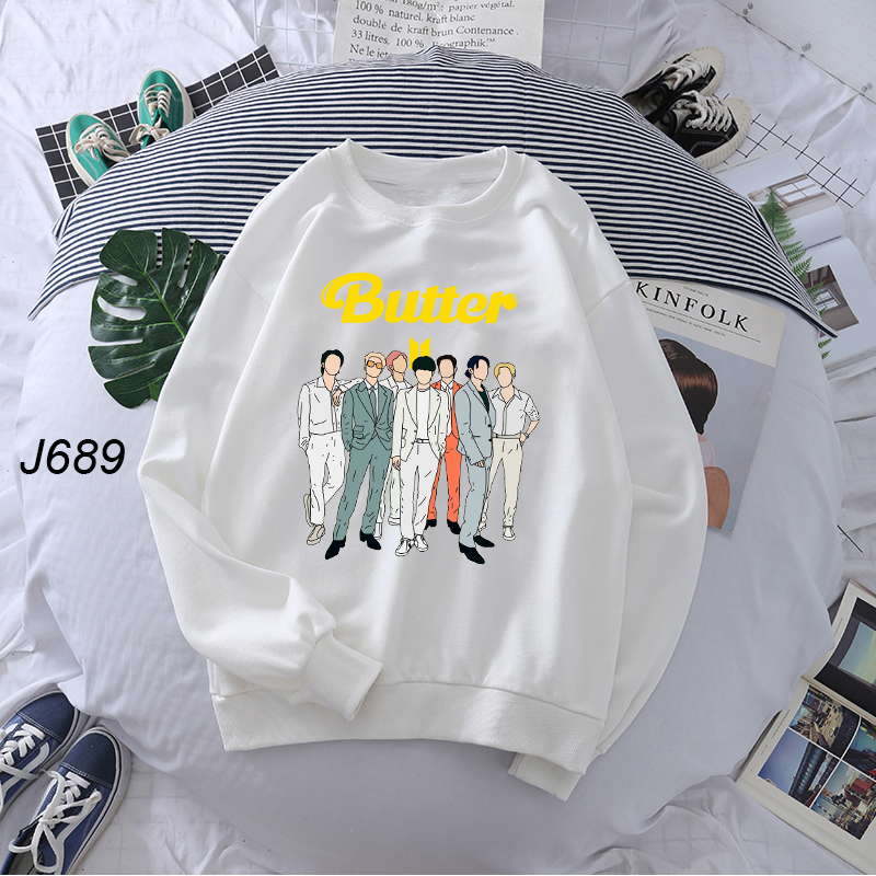 "Bòi Bơ Bts"🧈 Áo Hoodie Thời Trang Đường Phố Cá Tính Cho Nữ