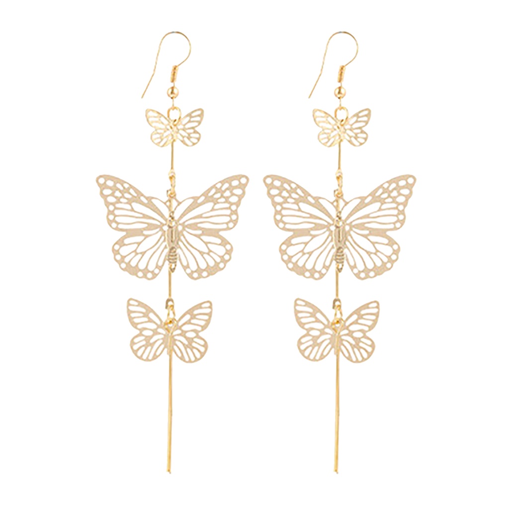 Khuyên Tai Dáng Dài Hình Bướm Mạ Vàng / Bạc