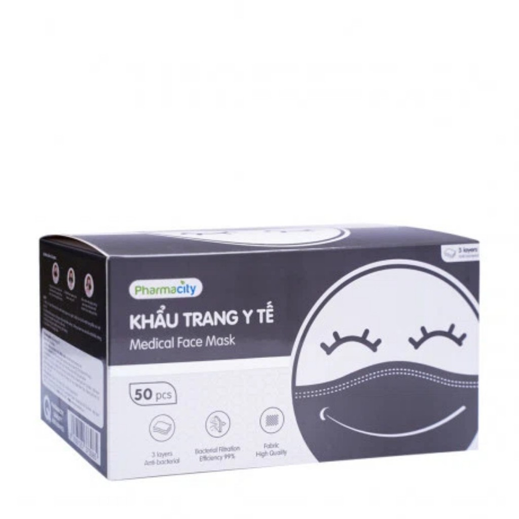Khẩu trang y tế Pharmacity  3 lớp kháng khuẩn cao cấp