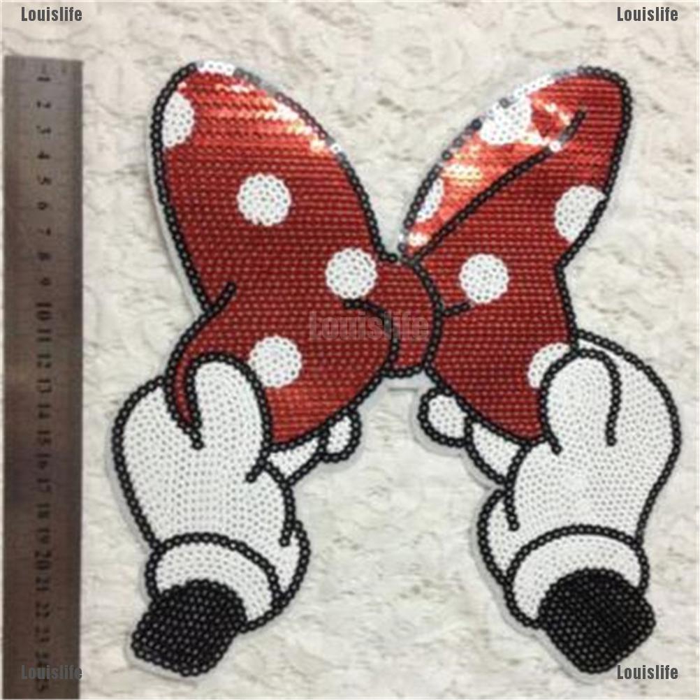 Sticker Ủi Thêu Hình Nơ Đính Kim Sa Lấp Lánh