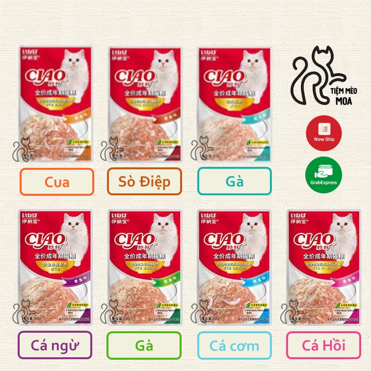 [CHỌN VỊ]  Pate Ciao cho mèo 60gram  - Pate mèo 7 vị - Tiệm Mèo Moa