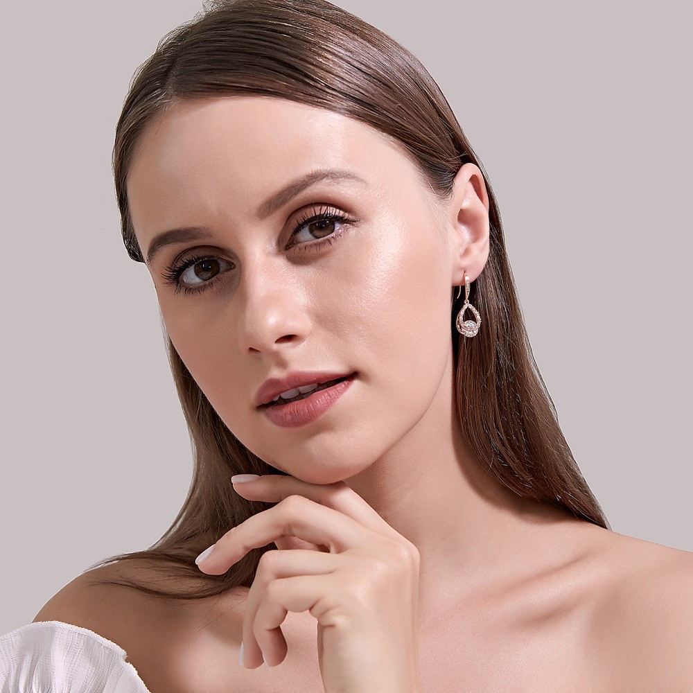 Khuyên Tai Dáng Dài Đính Đá Zircon Phong Cách Hàn Quốc