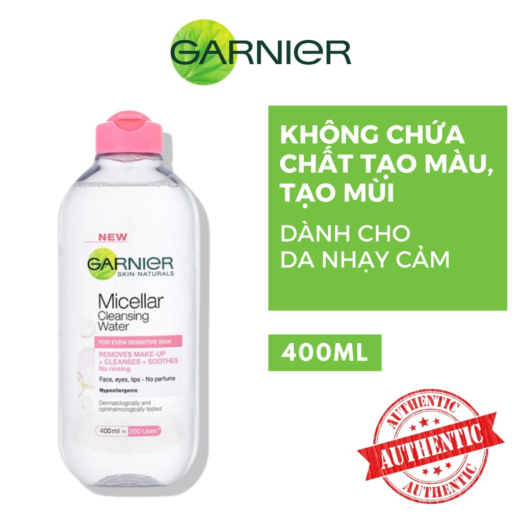 [CHÍNH HÃNG] Nước tẩy trang Garnier 🍃DA NHẠY CẢM🍃 Micellar Cleansing Water (Màu hồng nhạt)