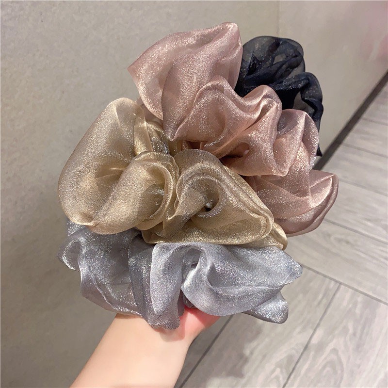 Dây Buộc Tóc Co Dãn Màu Trơn Phong Cách Pháp 11cm