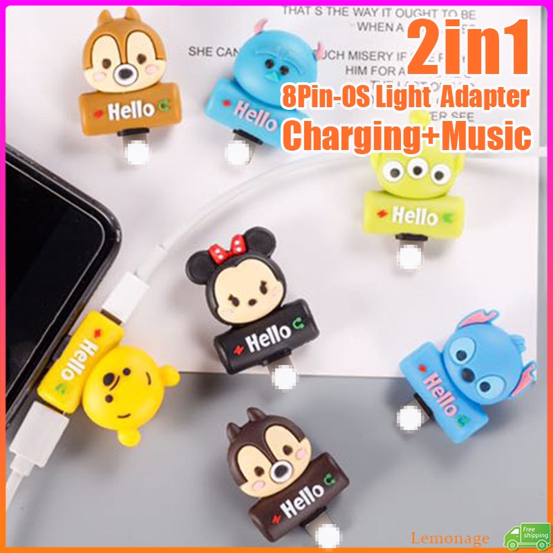 Bộ Chuyển Đổi Ánh Sáng Kép 2 Trong 1 Hình Hoạt Hình Cho i-P / Pad Phone + Adapter Sạc