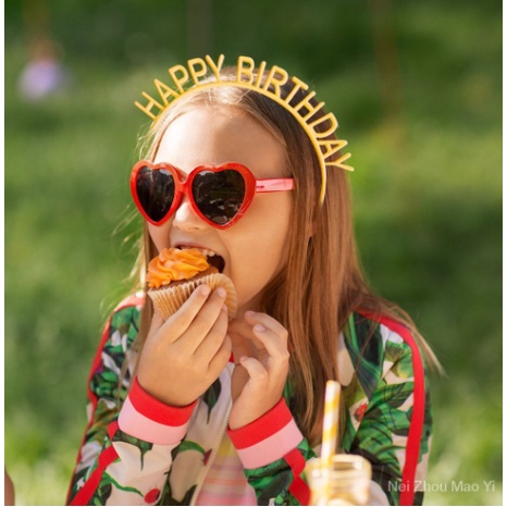 1 Cài Tóc Nhựa Màu Kẹo In Chữ Happy Birthday Dễ Thương