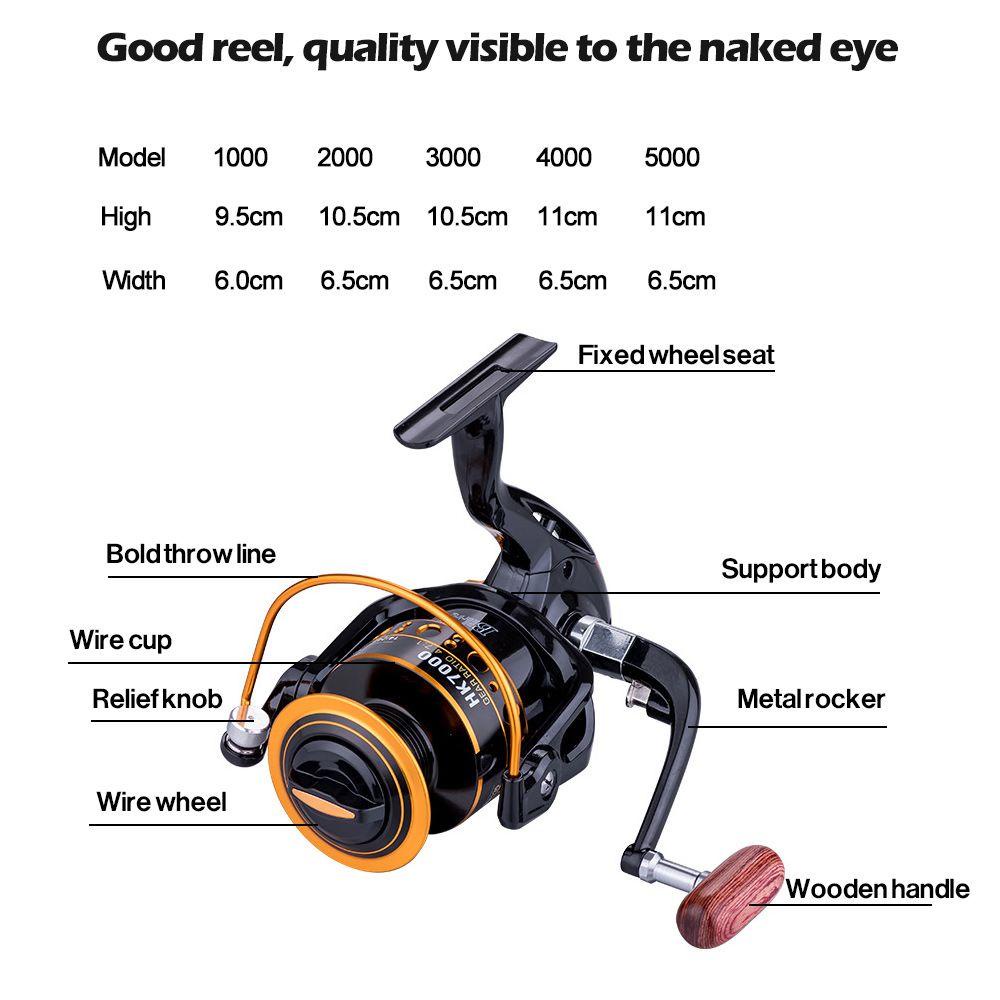 MUVAKO Máy Câu Cá Tay Cầm Bằng Gỗ Chất Lượng Cao