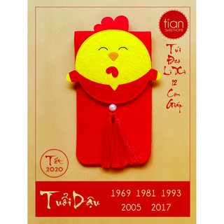 TÚI ĐEO LÌ XÌ  HANDMADE 12 CON GIÁP: DẬU