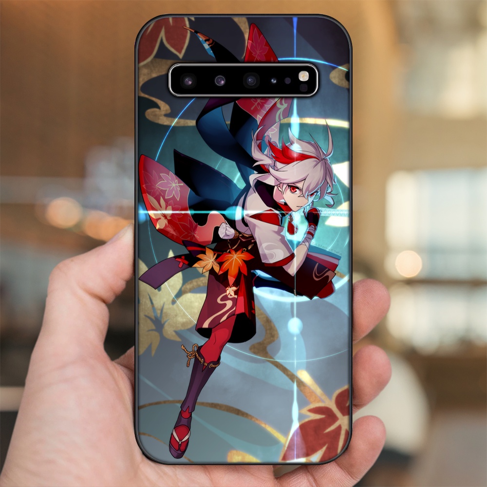 Ốp lưng Samsung S10, S10 5G, S10 Plus viền đen in hình Kazuha Genshin Impact