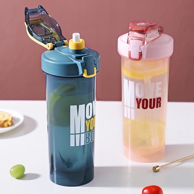 Bình nước thể thao có ống hút, có con lắc - Dung tích 800ml có ống hút.