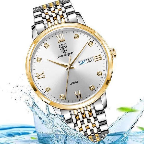 Miễn Phí Vận Chuyển Đồng Hồ Thạch Anh Đôi Bằng Thép Chính Hãng POEDAGAR Chống Thấm Nước 42mm Dạ Quang Đặc Biệt Thời Trang Lịch Lãm Cho Nam