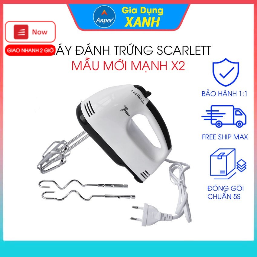 Máy đánh trứng cầm tay mini ANPER 07 tốc độ 180W loại cao cấp 2020 thiết kế kết cấu đũa khuấy tulip và soắn phù hợp