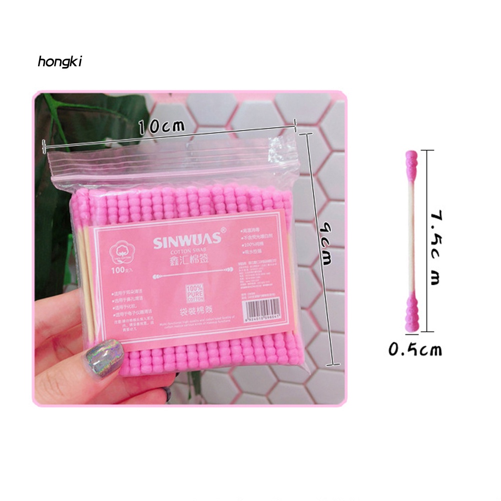 Bộ 100 Tăm Bông Cotton Hai Đầu Dùng Một Lần Để Tẩy Trang