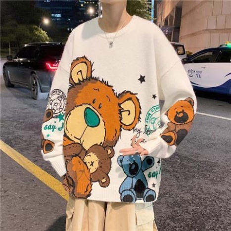 Áo Len Dài Tay UniSex Form Rộng Cá Tính, Áo Len Nam Nữ Kiểu Hàn Hình Gấu Trẻ Trung Năng Động | BigBuy360 - bigbuy360.vn