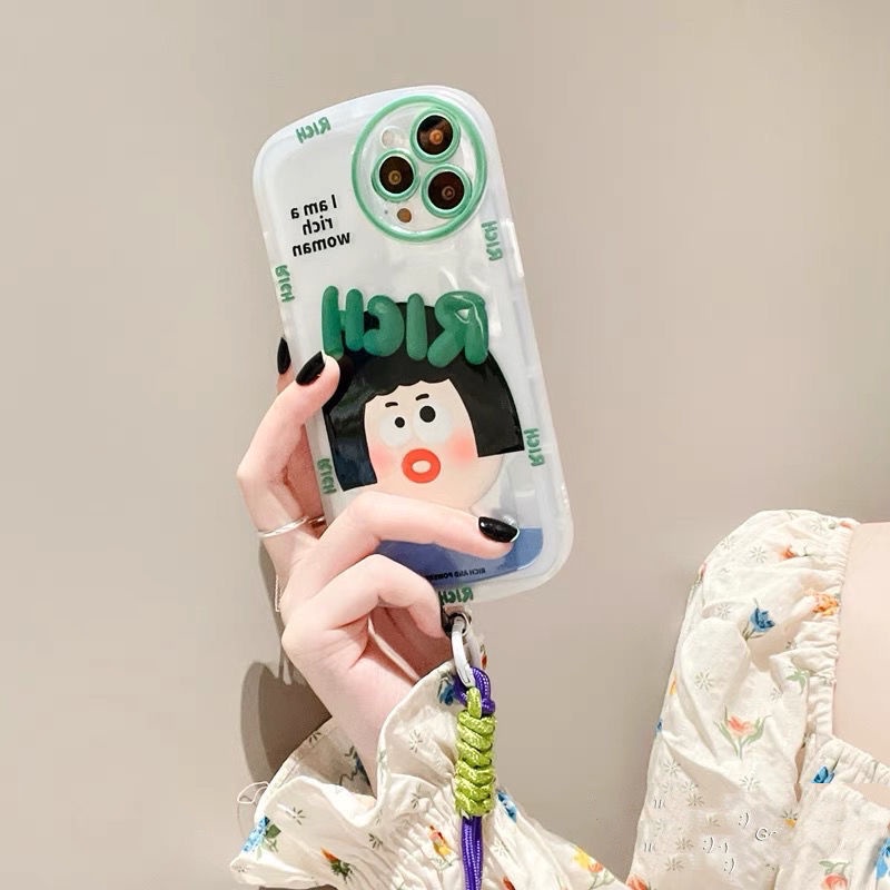 Ốp Điện Thoại In Hình Cô Gái Giàu Có Dây Đeo Cho IPhone 12 13 11 Pro Max X Xs Max Xr