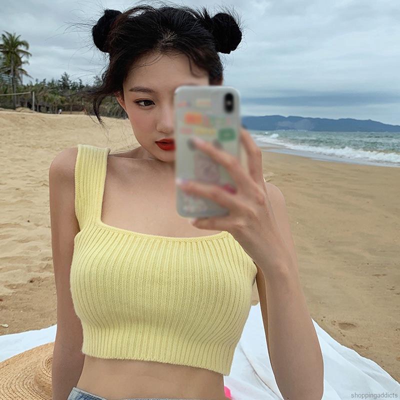 Áo Hai Dây Dệt Kim Form Ôm Tôn Dáng Cho Nữ