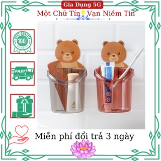 Cốc gấu dán tường để bàn chải đánh răng hình gấu có lỗ thoát nước tiện lợi